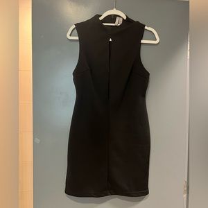 elegant black mini dress with cutout